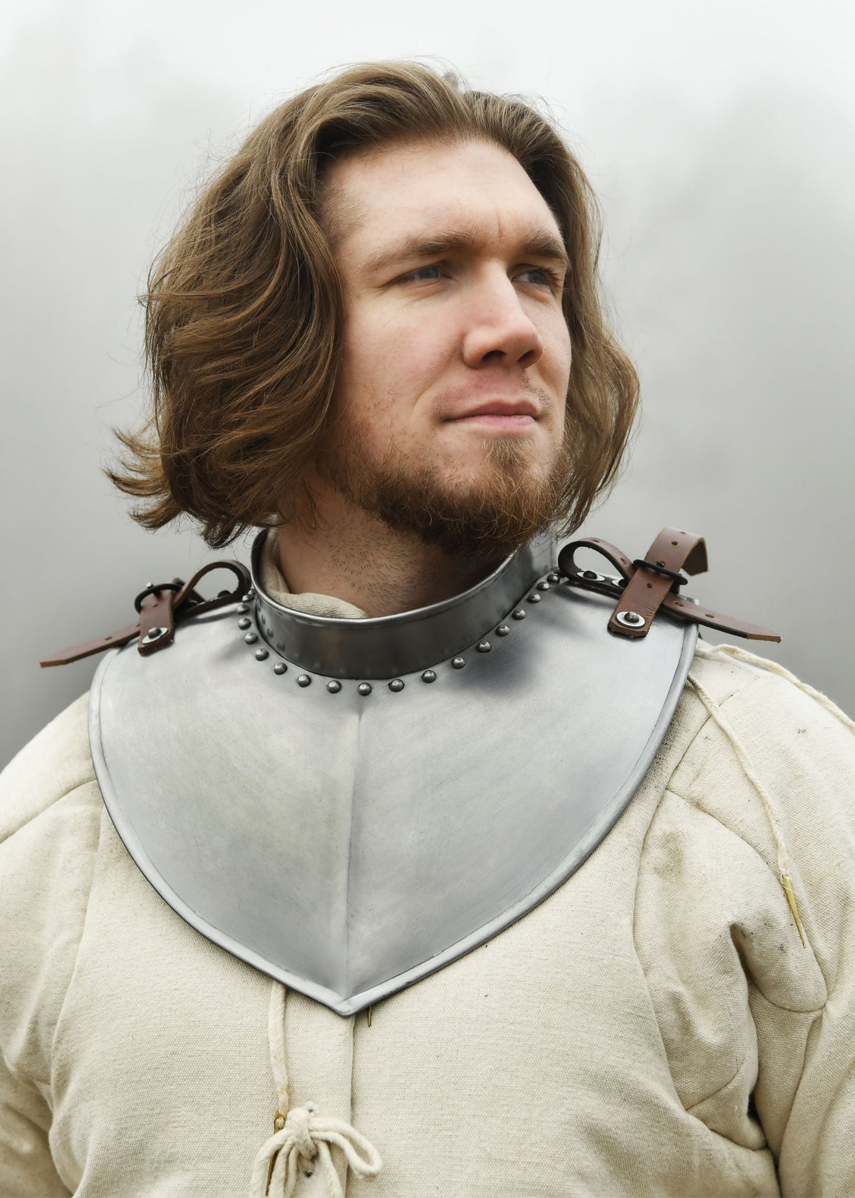 Late medieval gorget side view