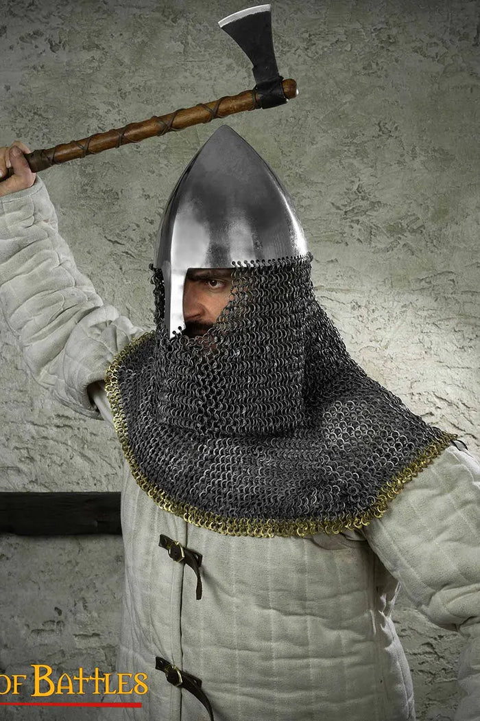 Casco de nariz Olmutz con collar de cota de malla, 2,5 mm