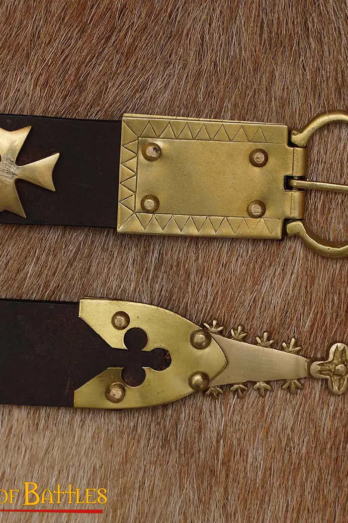 Mittelalterliches Lernen Gürtel mit messing Teig, braun