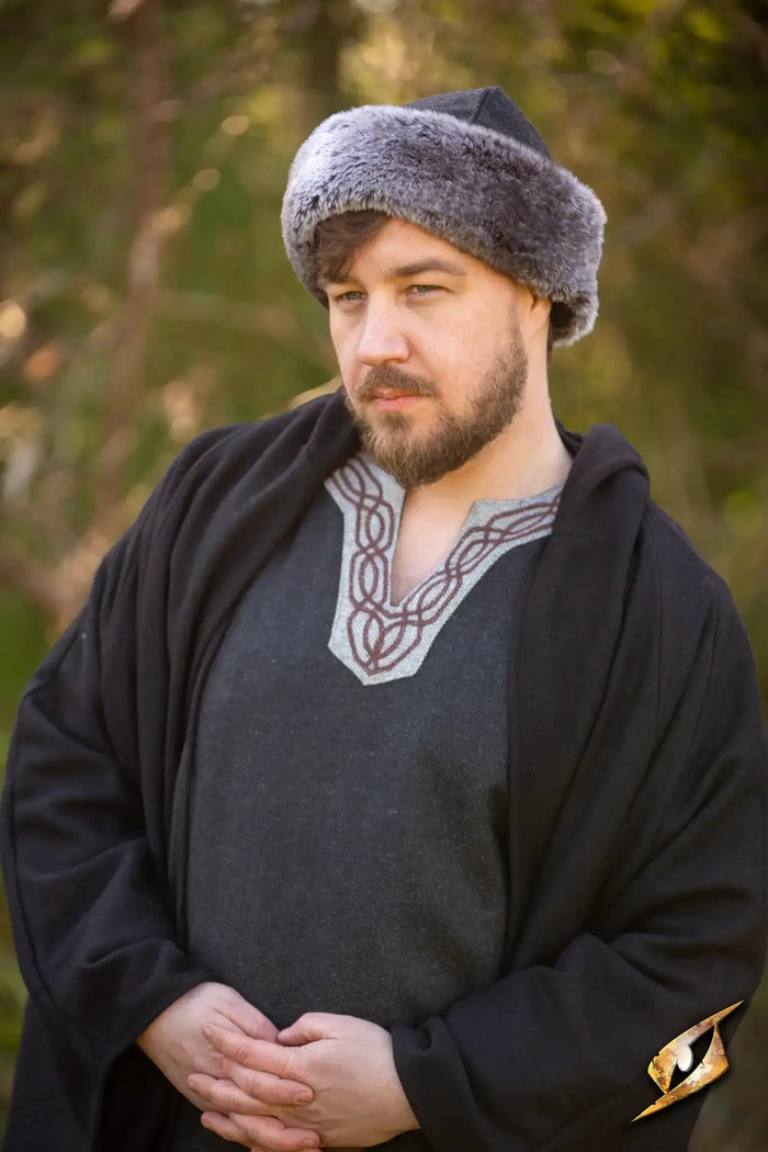 Cappello vichingo Toke, misto lana, nero-grigio