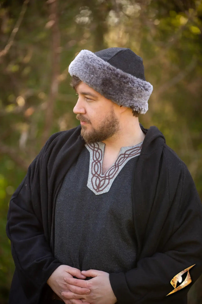 Vikingmuts Toke, wolmix, zwart-grijs