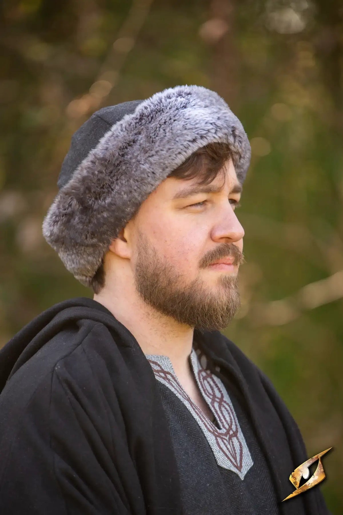 Cappello vichingo Toke, misto lana, nero-grigio