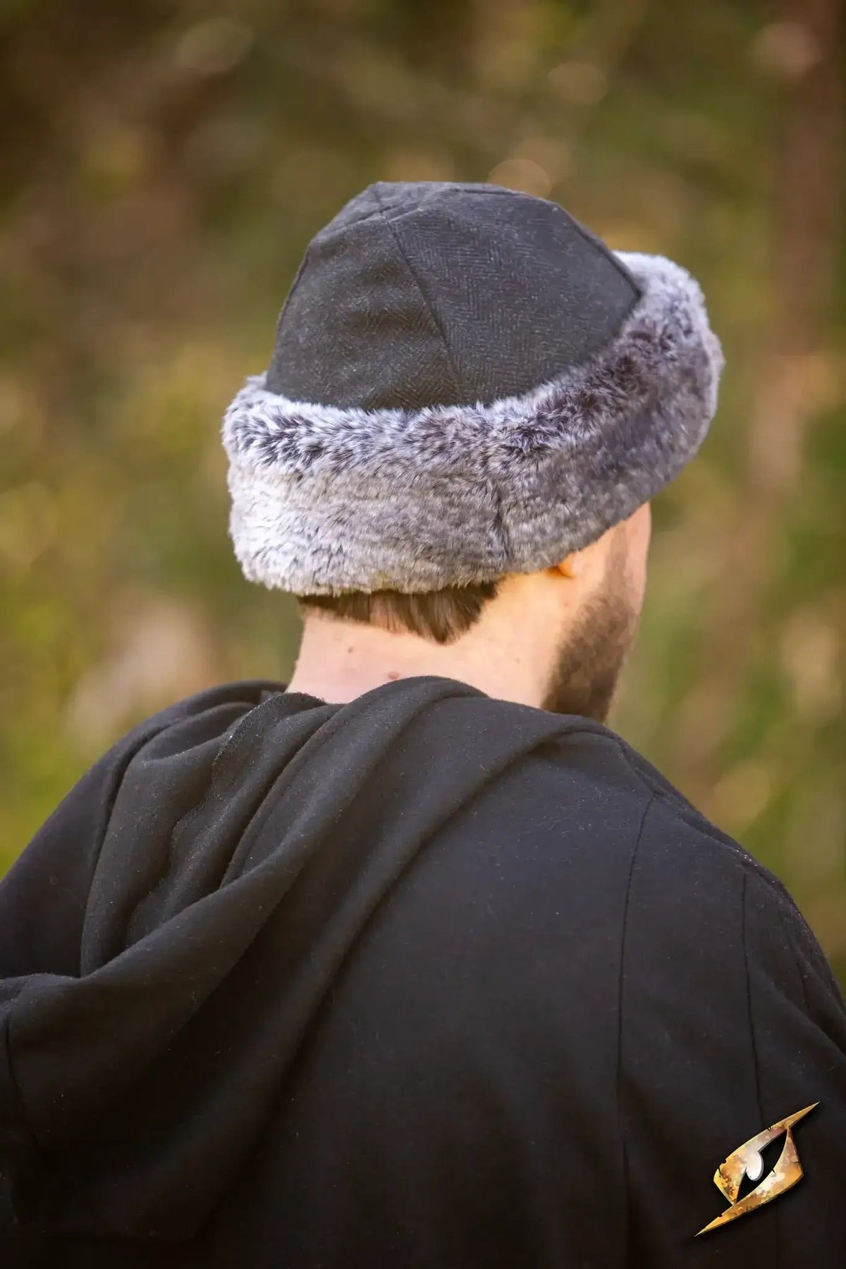 Cappello vichingo Toke, misto lana, nero-grigio