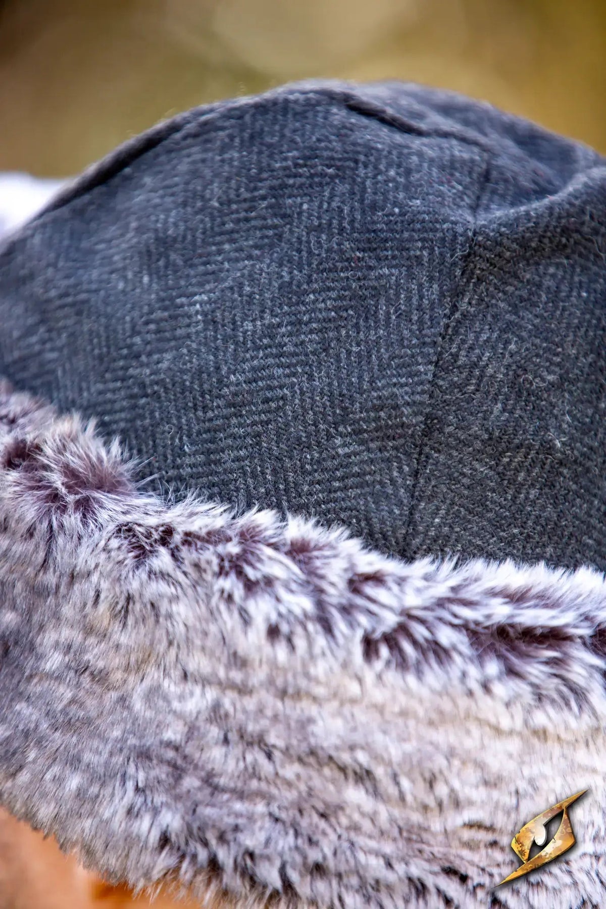 Cappello vichingo Toke, misto lana, nero-grigio