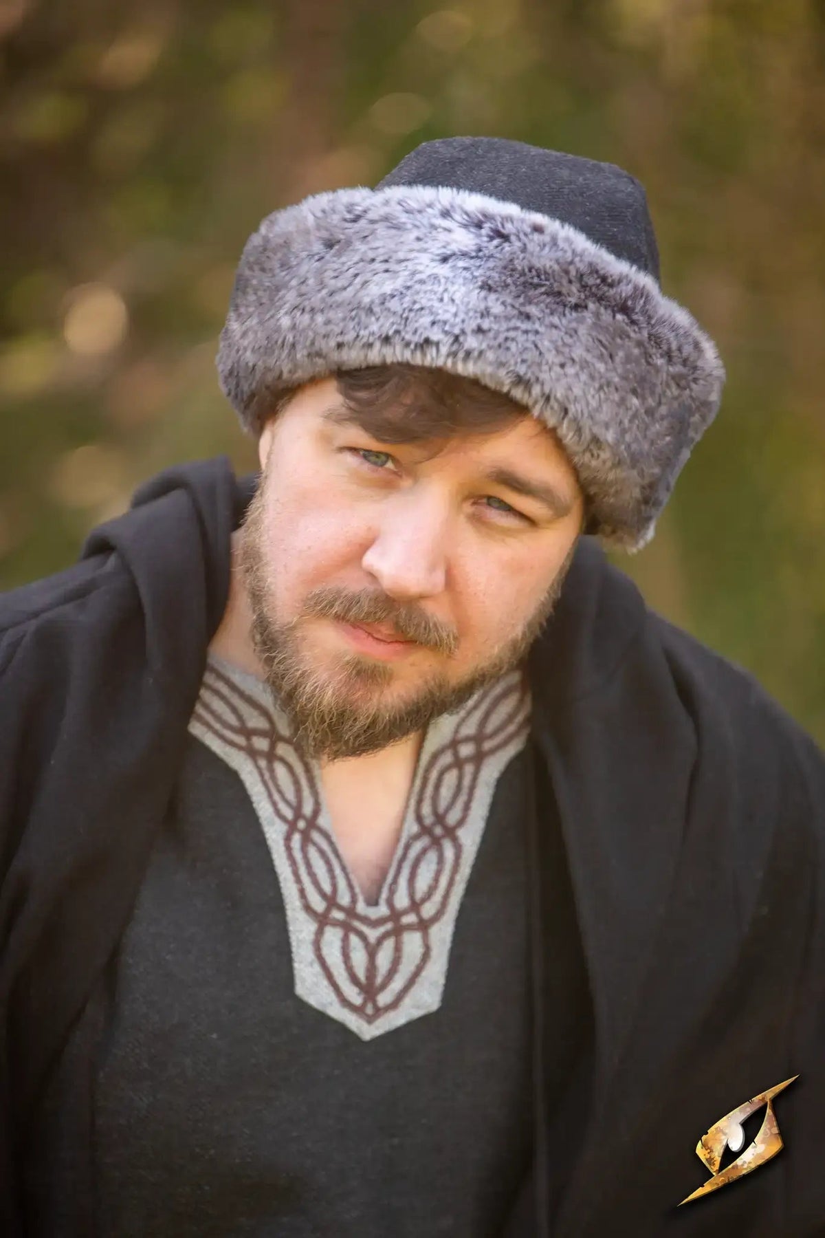 Cappello vichingo Toke, misto lana, nero-grigio