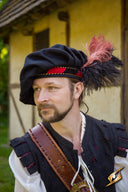 Renessanse beret, ullblanding, sort-rød