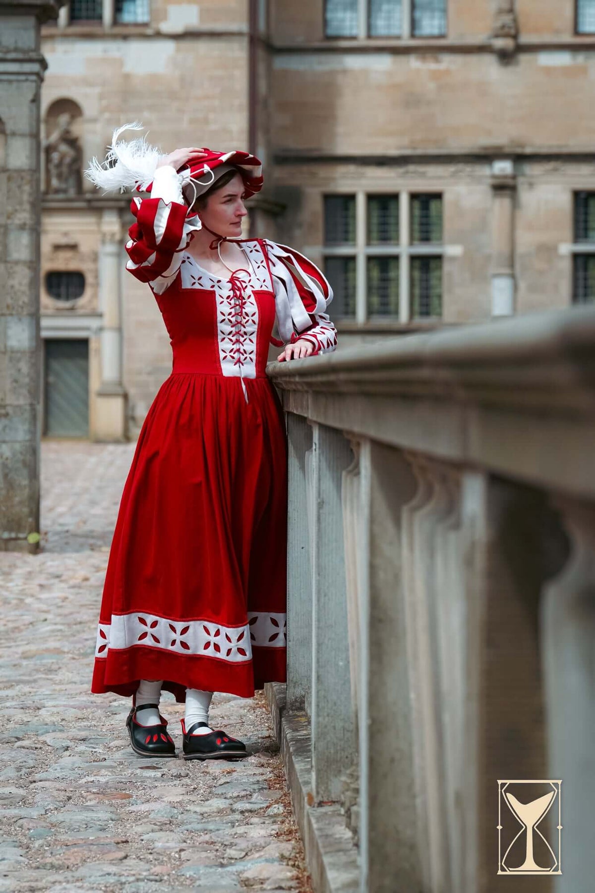 Landsknechtschoenen, breedbek schoenen, zwart-rood