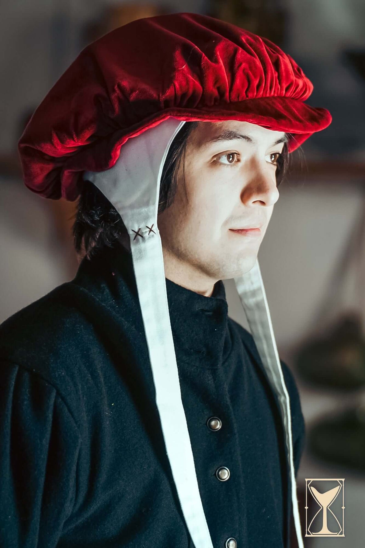 Beret Francisco, velvet, red