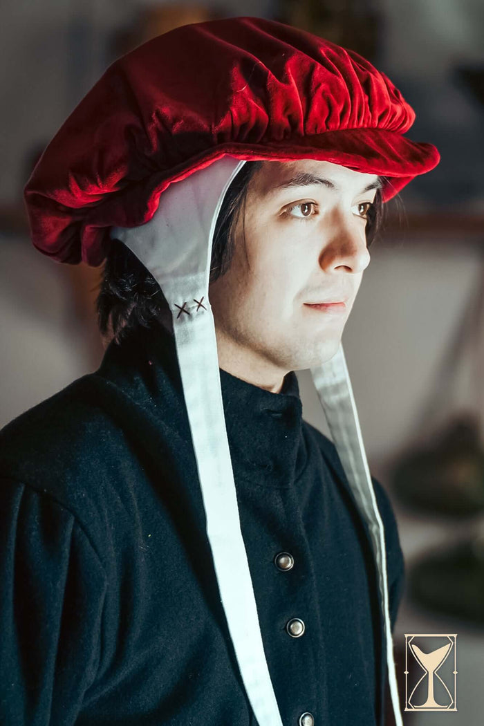 Beret Francisco, velvet, red