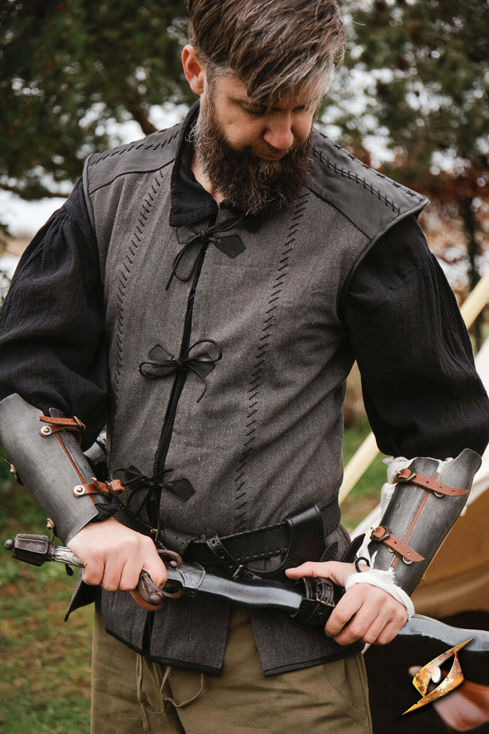 Jerkin Robin, bomull og lær, svart