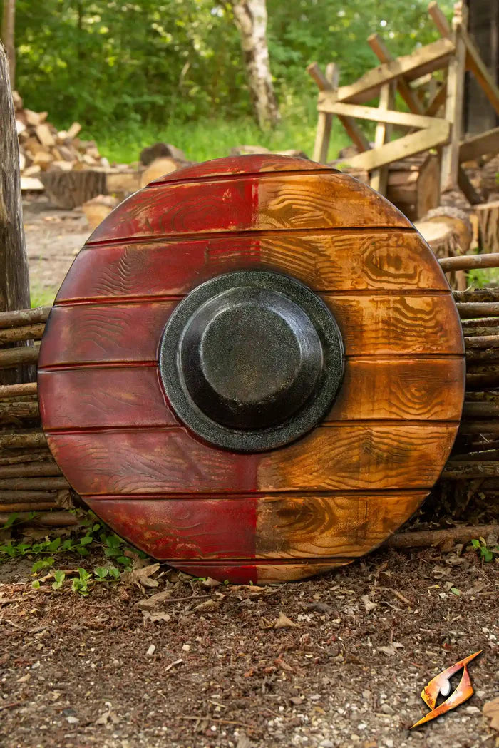 LARP round shield, red-wood 50 cm