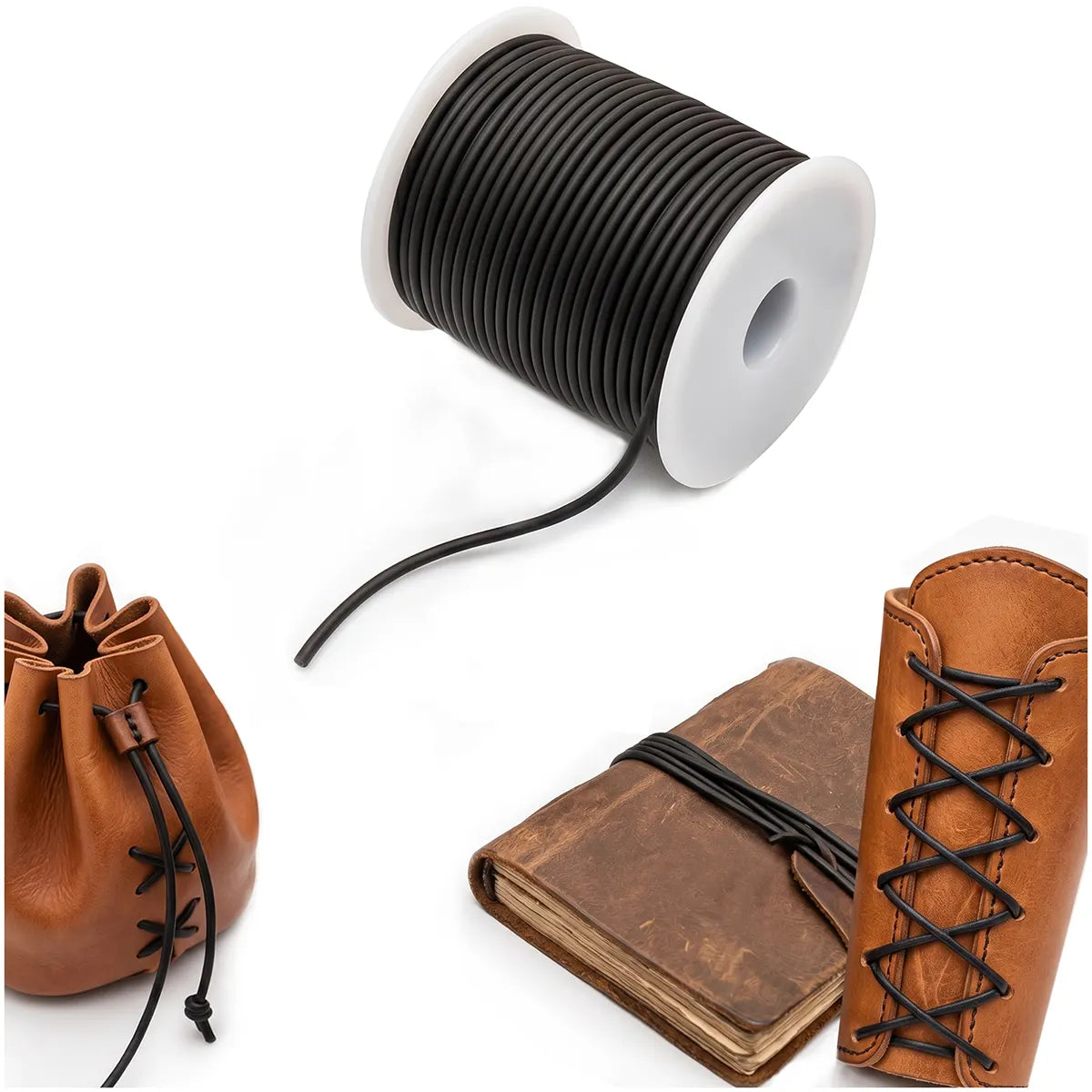 Lederband, schwarz, 2 mm, 25 Meter