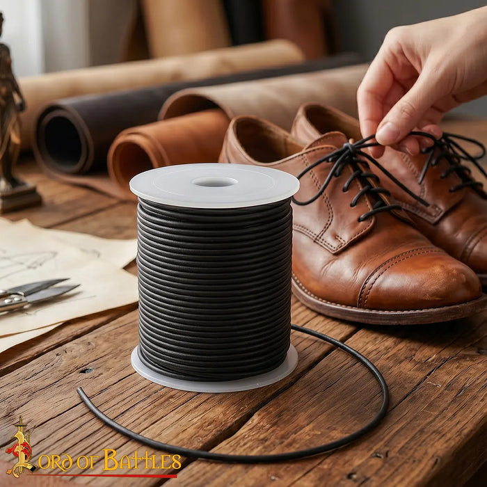 Lederband, schwarz, 2 mm, 25 Meter