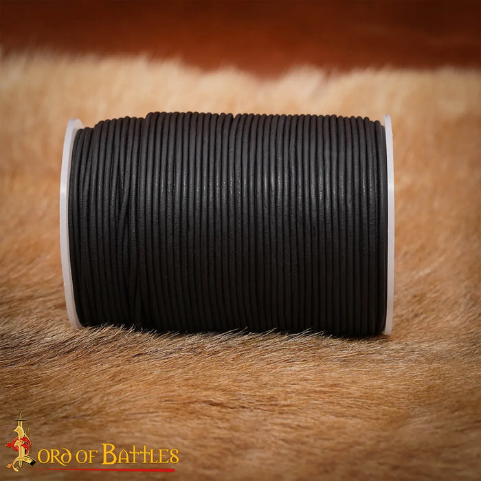 Leather cord, black, 100 meters