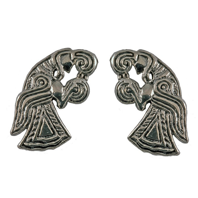 Raven stud earrings, silver