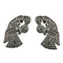 Raven stud earrings, silver