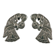 Raven stud earrings, silver