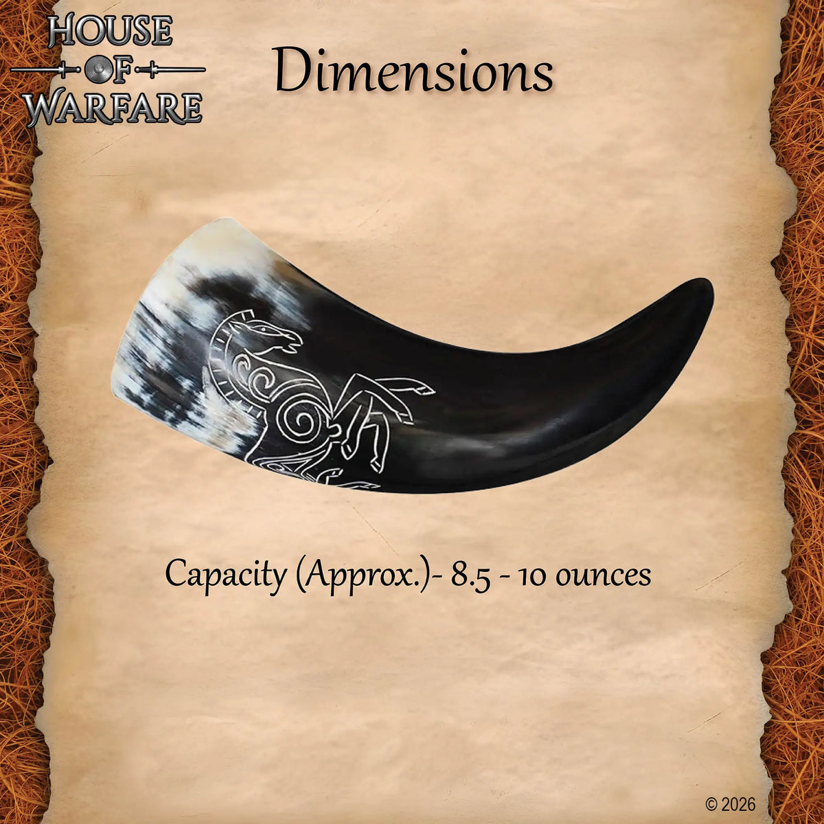 Drinking horn, dimensions