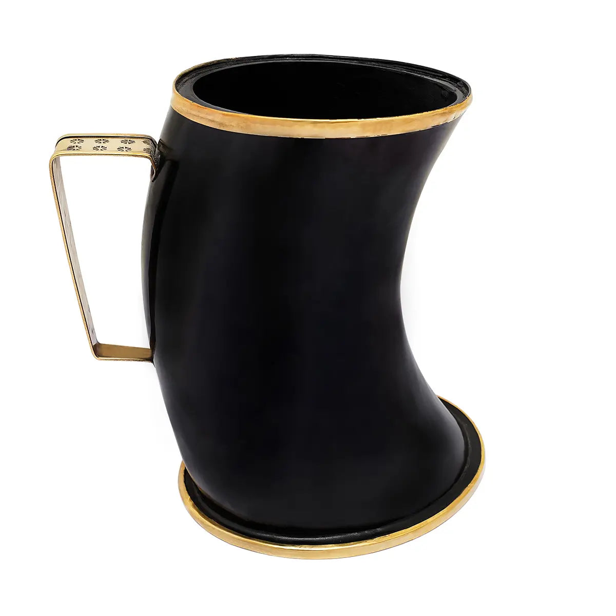 Vikinghoorn drinkbeker met messing rand