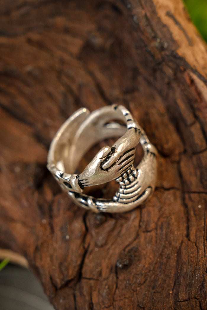 Medieval engagement ring, silvered bronze