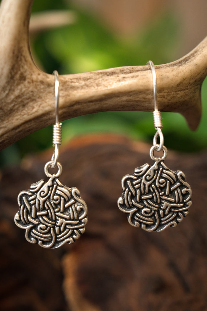 Orecchini con nodo vichingo, bronzo argentato