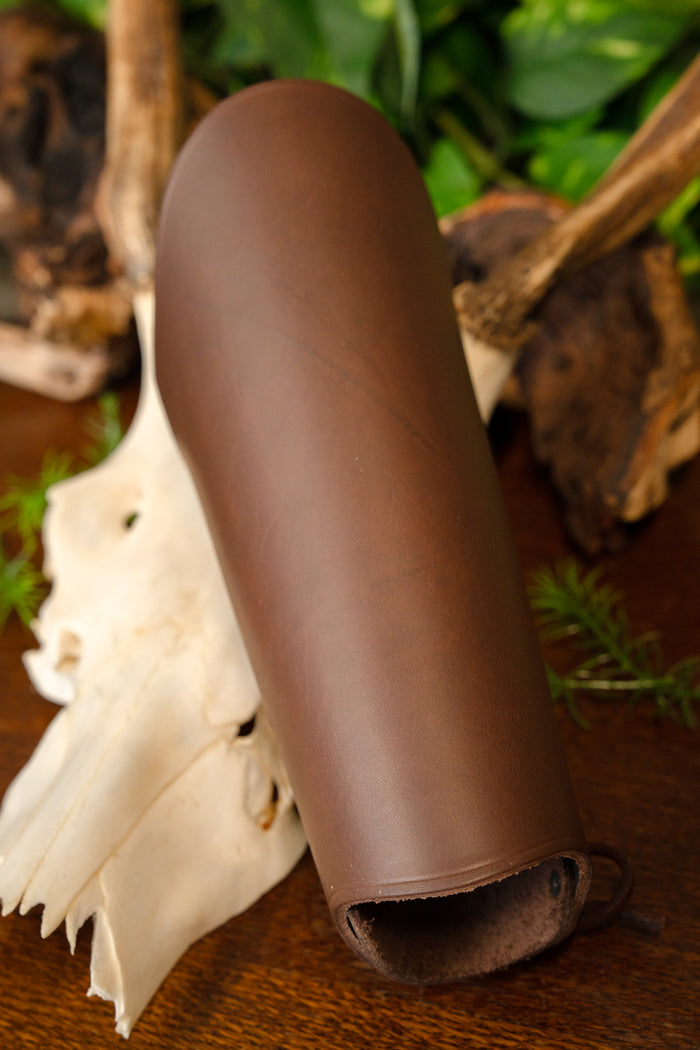 Brazalera de cuero, protector de antebrazo, 16 cm, marrón
