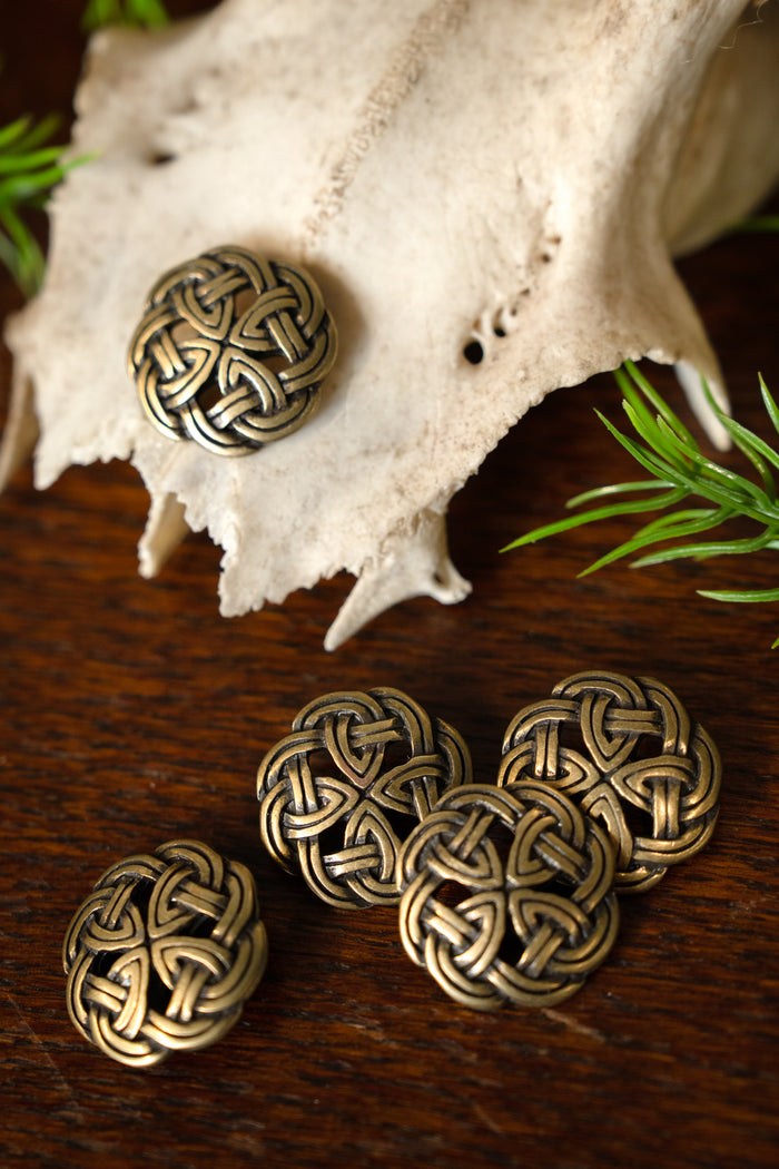 Keltiske knapper Tara, sæt med fem stk., messing