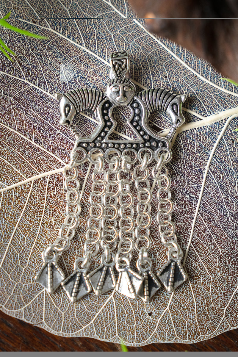 Viking horse pendant Staraja Ladoga, silvered bronze