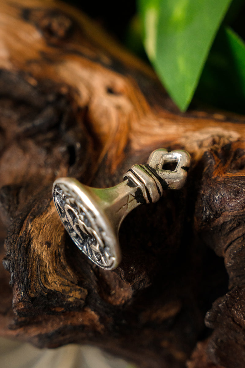 Średniowieczna angielska pieczęć, posrebrzany brąz