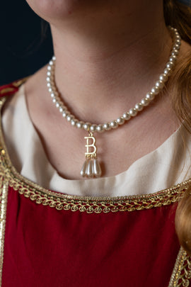 Colar de pérolas Anna Bolena, estanho