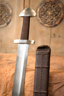 Espada vikinga tipo H, hoja de un solo filo, semi-afilada