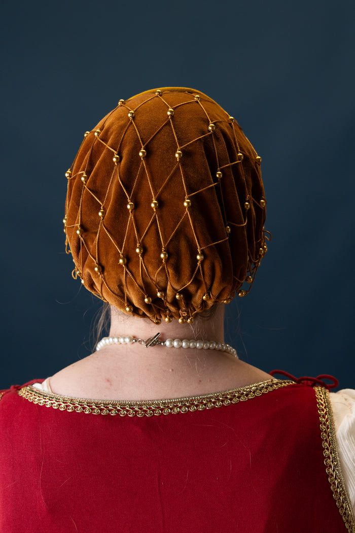 Hårnet (caul) Isabeau, fløjl, rød
