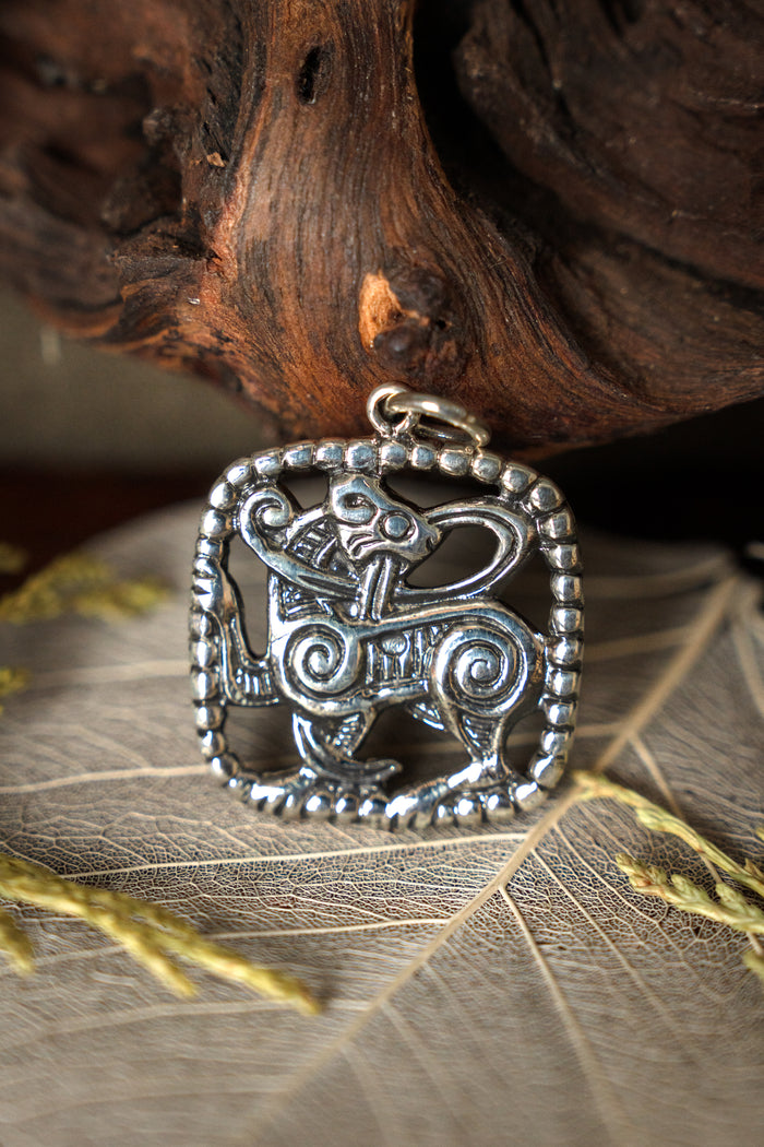 Fenrir amulet, sterling silver