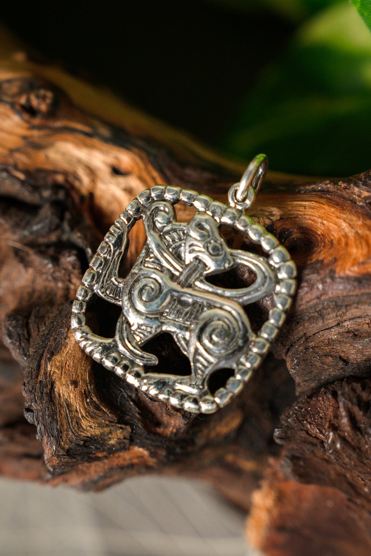 Fenrir amulet, sterling silver