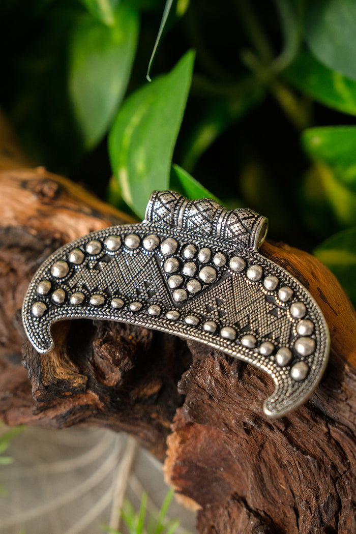 Slavic lunula amulet Gnezdovo, silvered bronze