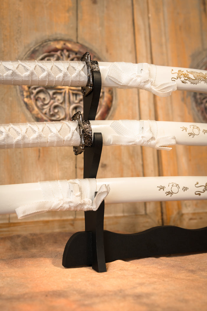 Katana, wakizashi & tanto dragon blanc, semi-tranchant