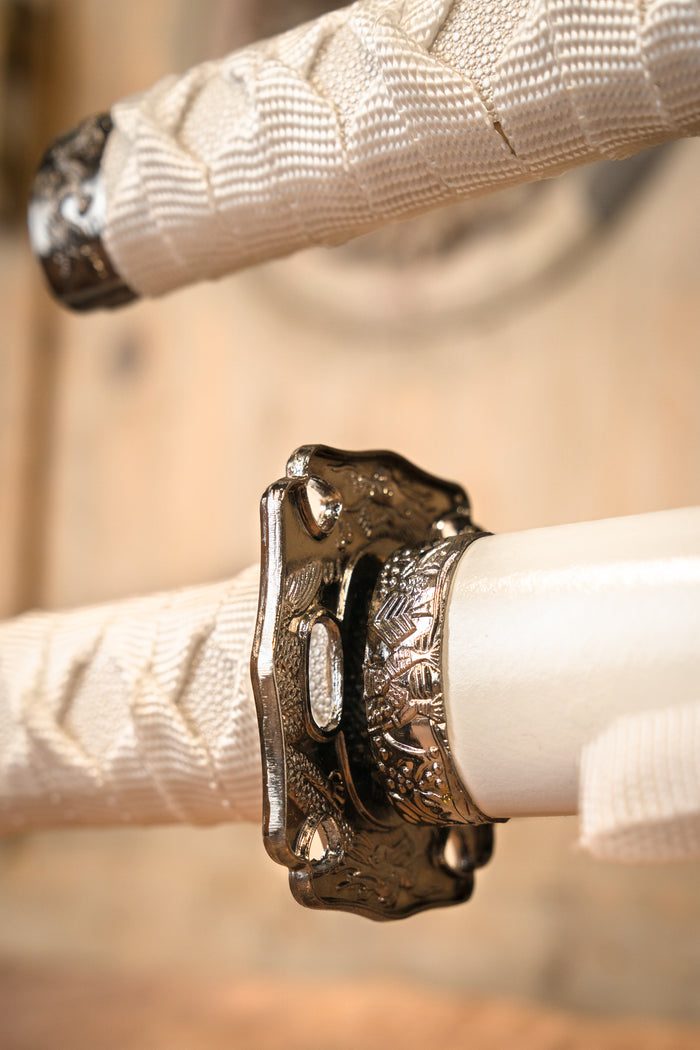 Katana, wakizashi & tanto dragon blanc, semi-tranchant