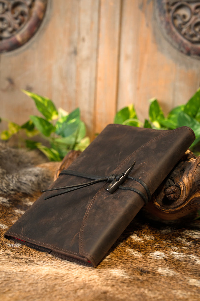 Quaderno con copertina in pelle, marrone, L