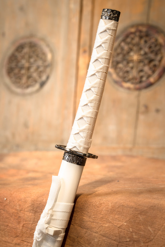 Katana, wakizashi & tanto dragon blanc, semi-tranchant