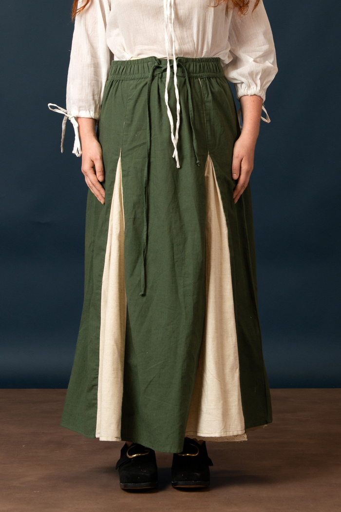 Skirt Isabella, cotton-linen, green/natural