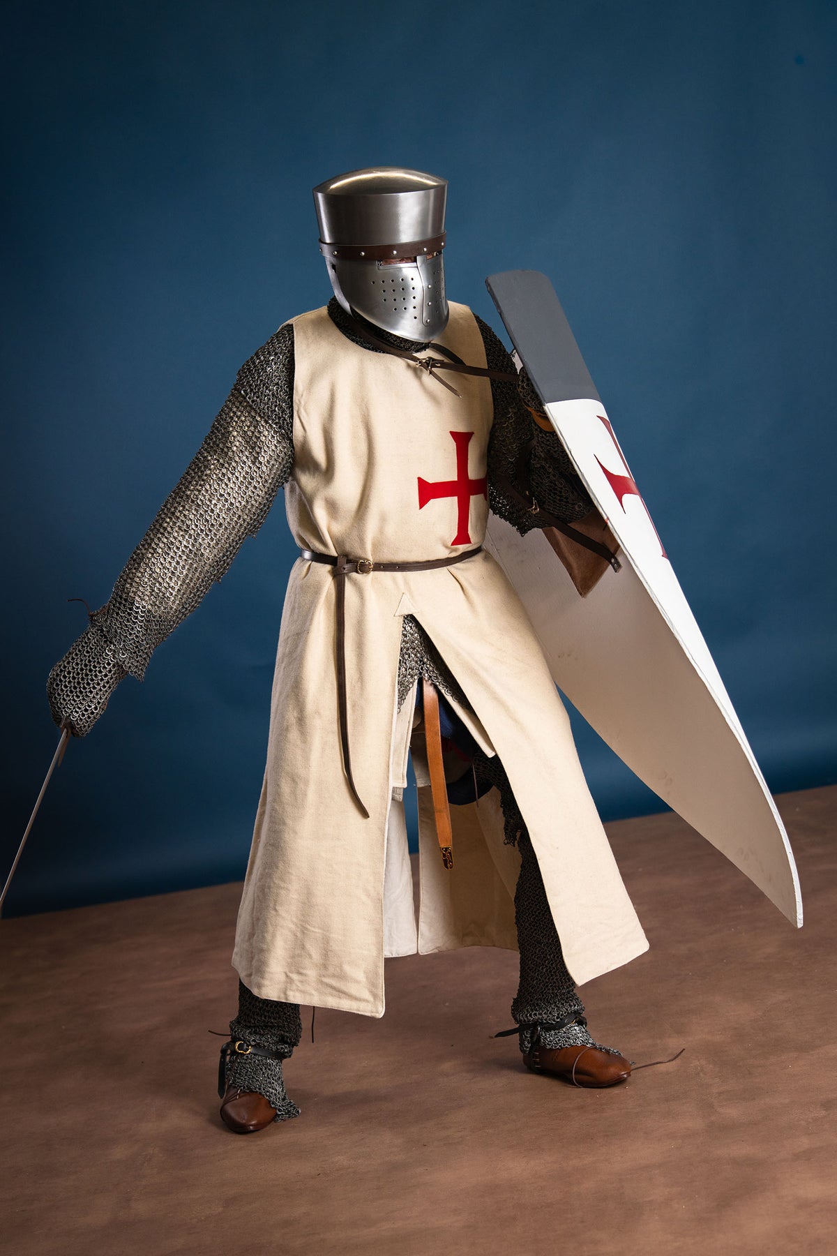 Historisches Templerüberkleid, creme