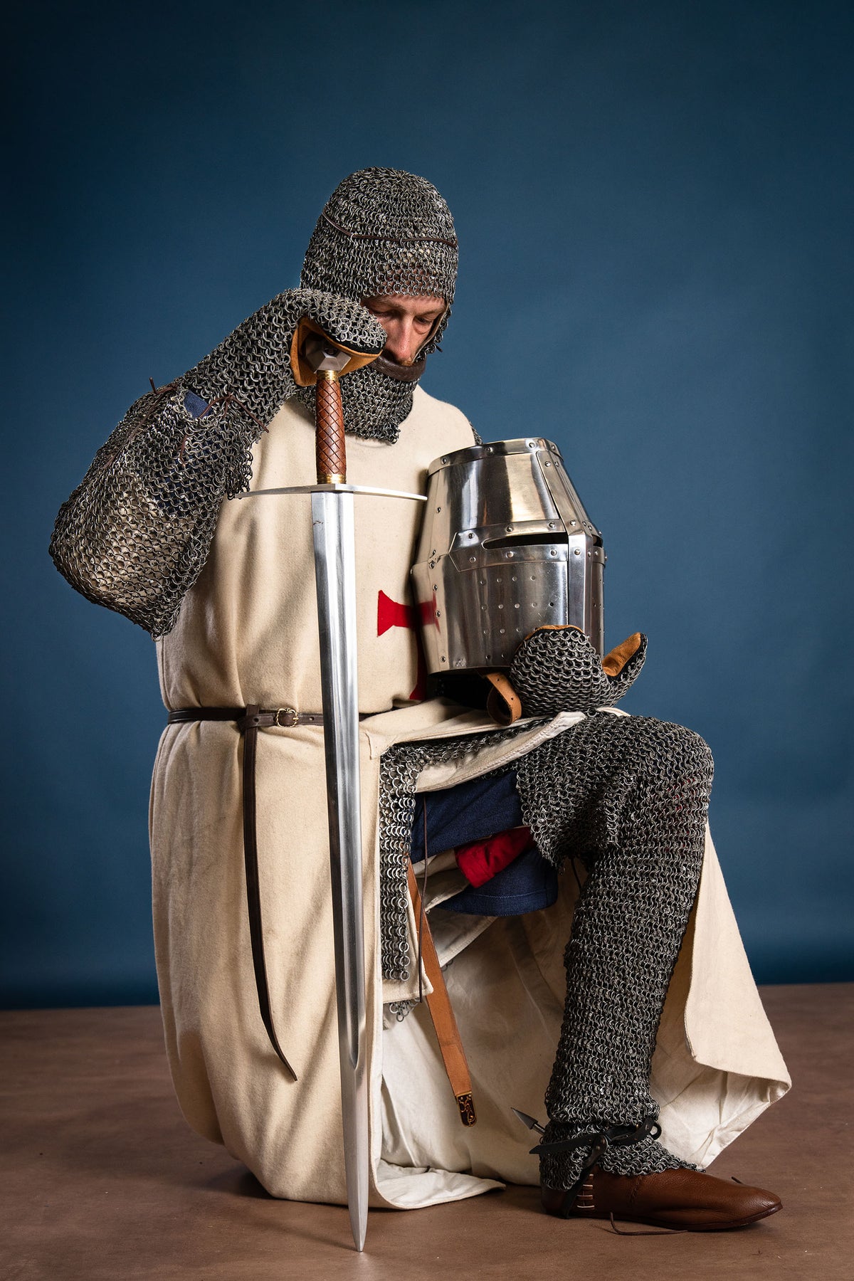 Historisches Templerüberkleid, creme