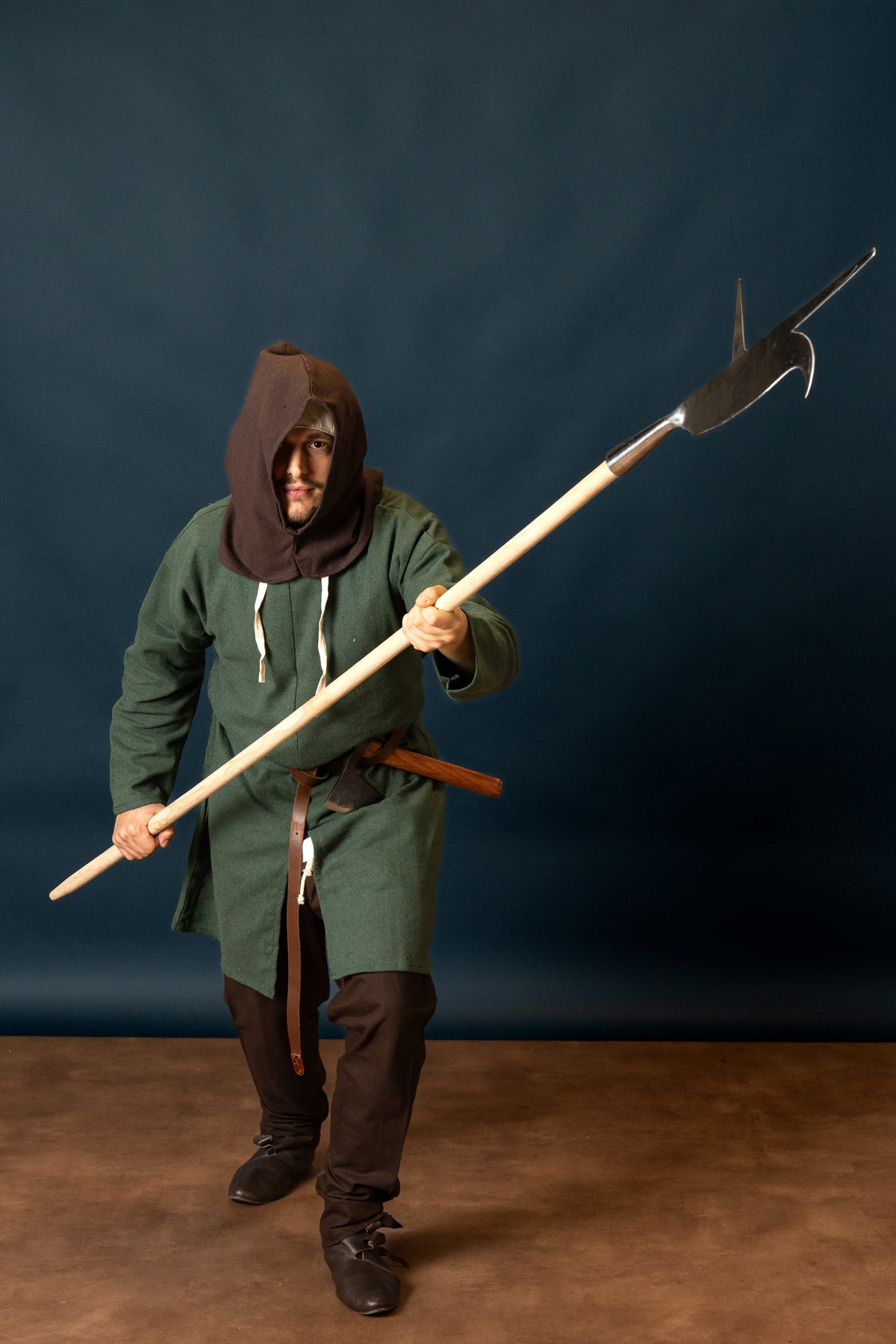 Brown Medieval hood, cotton