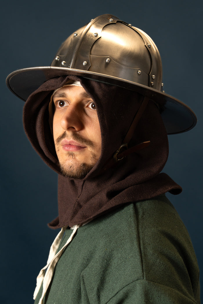 Brown Medieval hood, cotton