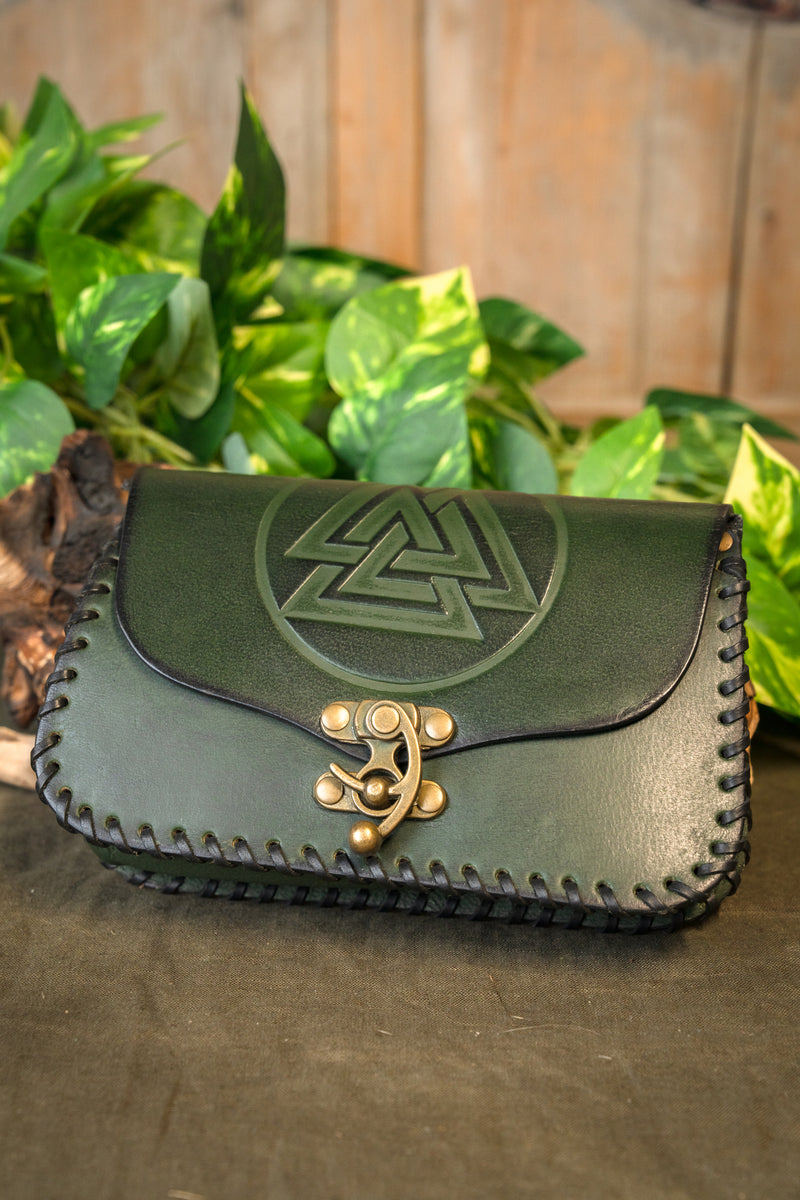 Vikingaväska med Valknut, grön