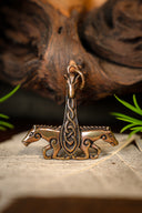 Ciondolo Martello di Thor con cavalli, bronzo