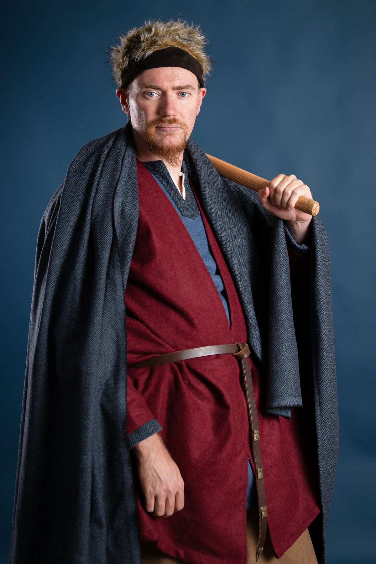 Wikińska czapka Ragi, skórzana, brązowa