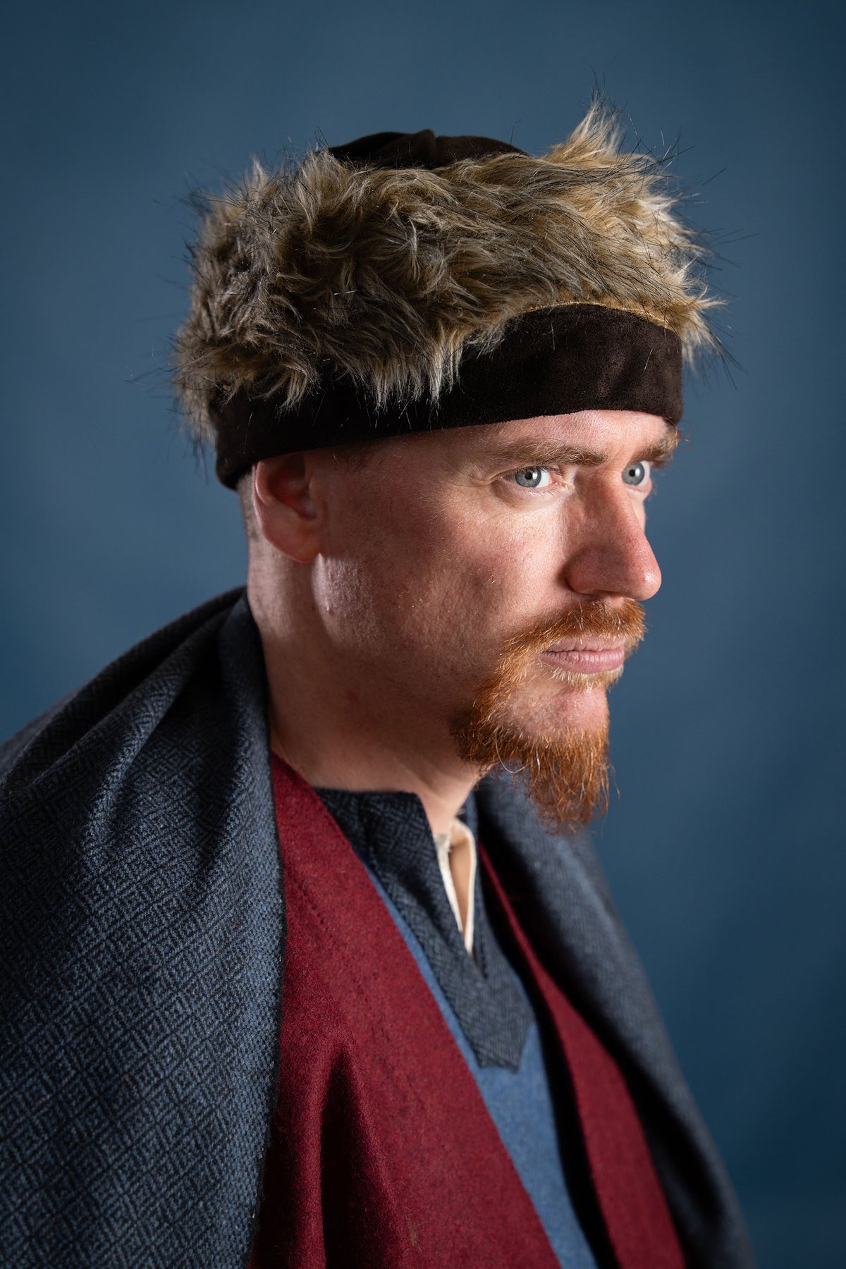 Wikińska czapka Ragi, skórzana, brązowa