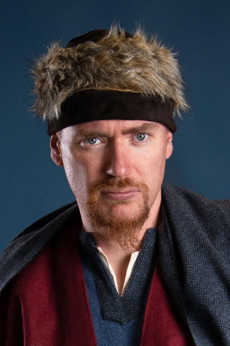 Berretto vichingo Ragi in pelle, marrone