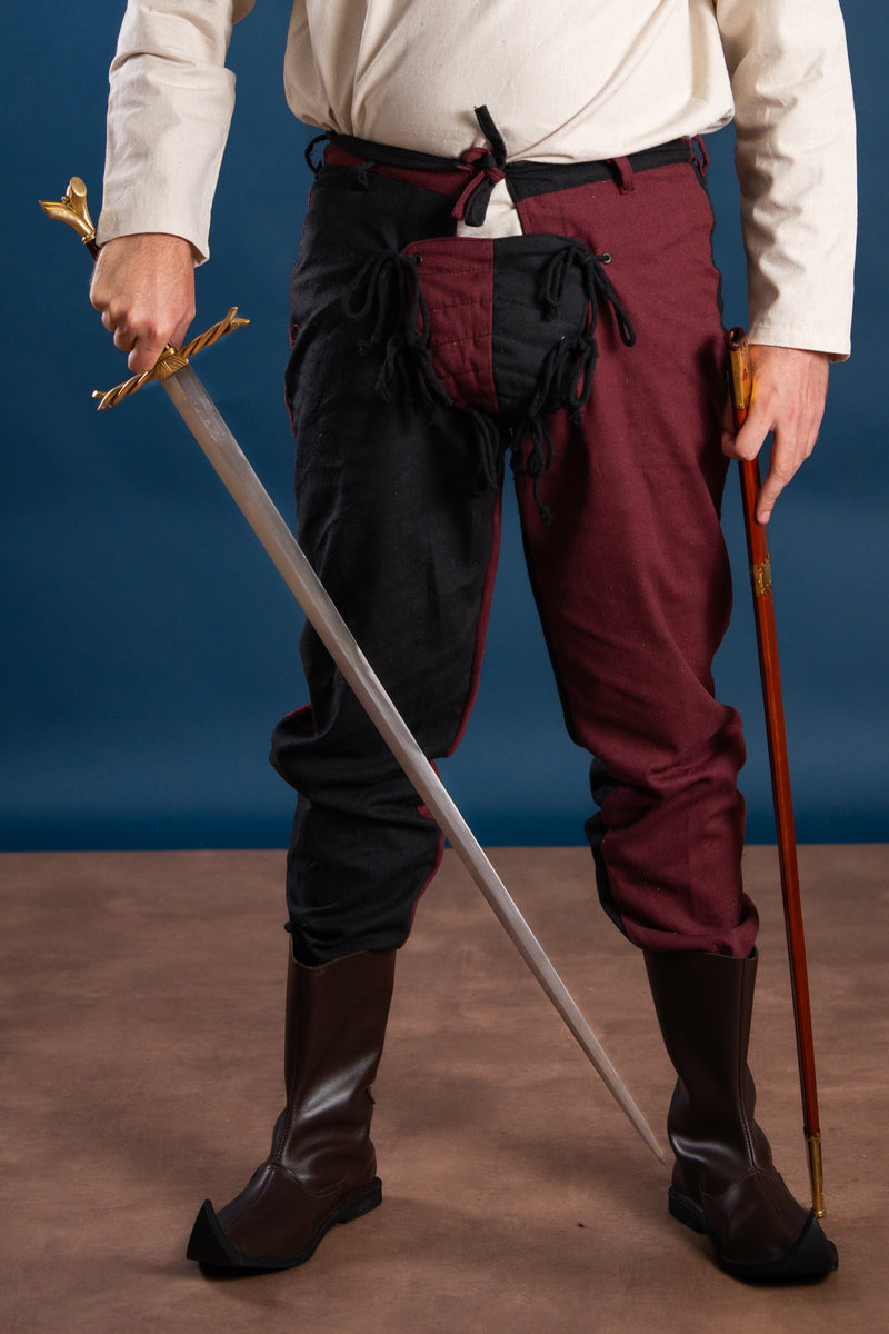 Mi-parti pants Gustav, Black/Red